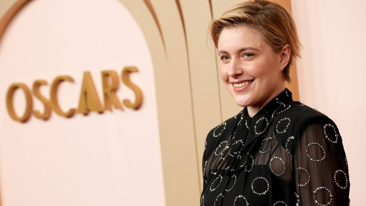 Greta Gerwig em pré-evento do Oscar 2024