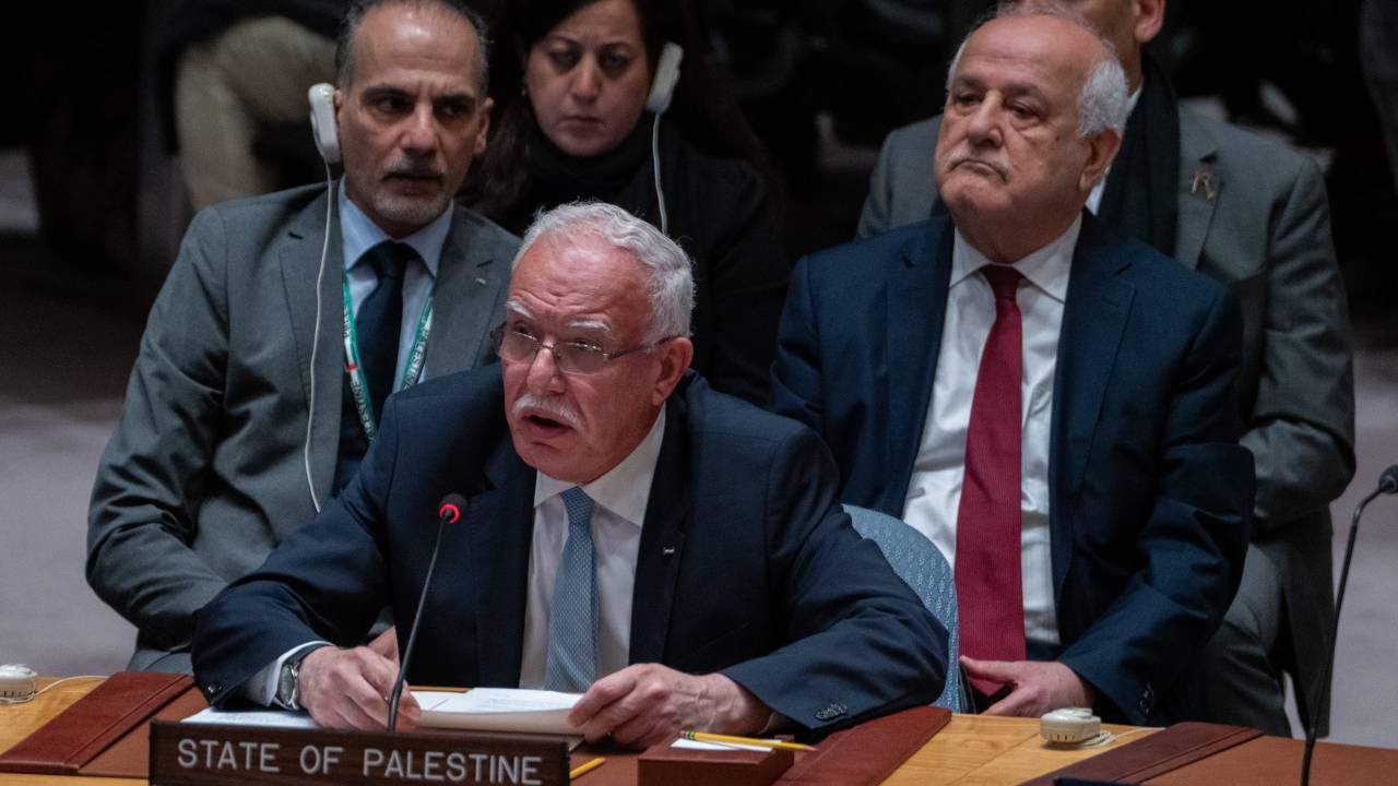 O ministro das Relações Exteriores da Palestina, Riyad al-Maliki. 24/10/2023
