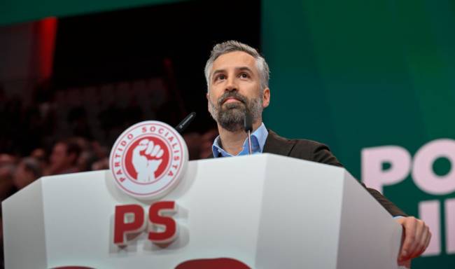 LISBON, PORTUGAL - January 07: Portuguese Socialist Party Secretary-General Pedro Nuno Santos delivers the closing speech on the final day of the Portuguese Socialist Party 24th congress on January 07, 2024, in Lisbon, Portugal. Pedro Nuno Santos, recently elected to succeed the outgoing Socialist leader Antonio Costa, who resigned as PM an Socialist Party Secretary-General, announced during his speech to party members a business support package, including support for specific sectors of the economy, cutting red tape for investment and alternative financing to banks, a 1,000 euros minimum wage by 2028, a Single Social Tax -TSU- based on capital and not just labor, dental care included in the SNS, teachers earning more in the top brackets and a curb on rents. (Photo by Horacio Villalobos#Corbis/Corbis via Getty Images)