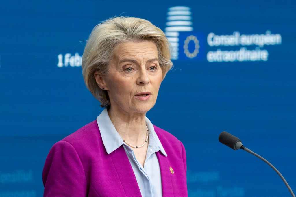 A presidente da Comissão Europeia, Ursula von der Leyen. 01/02/2024