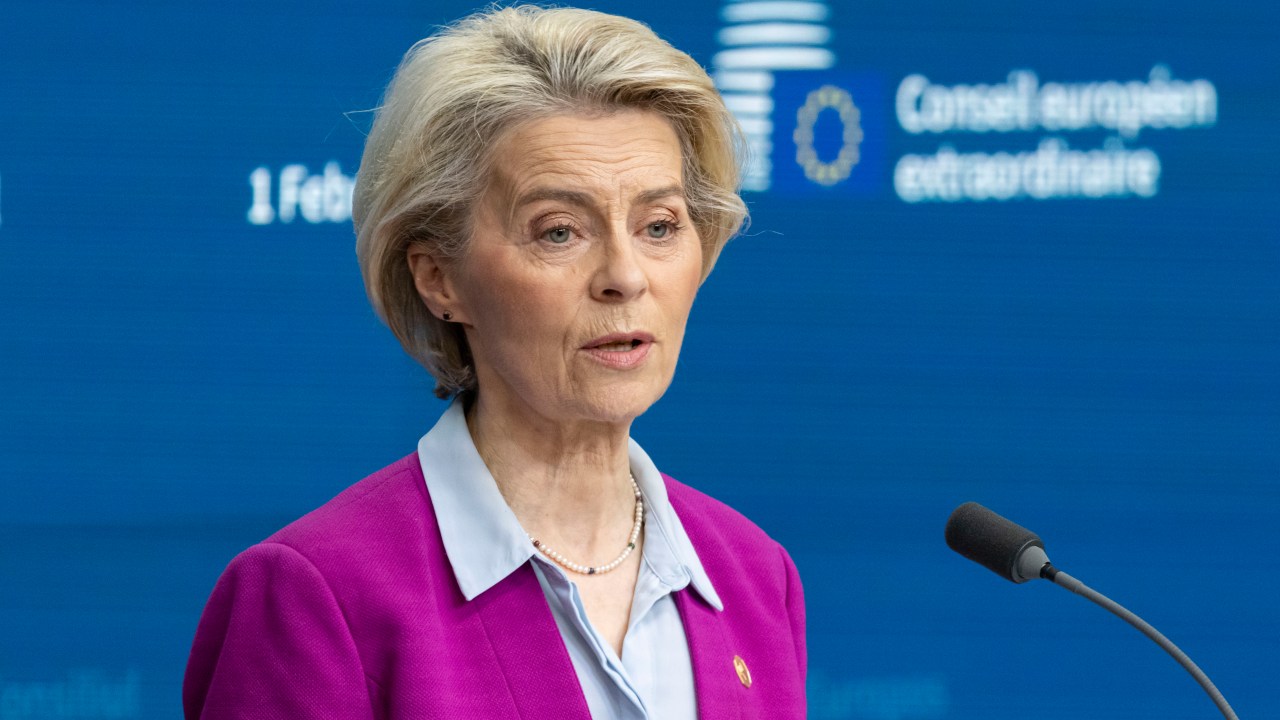 A presidente da Comissão Europeia, Ursula von der Leyen. 01/02/2024