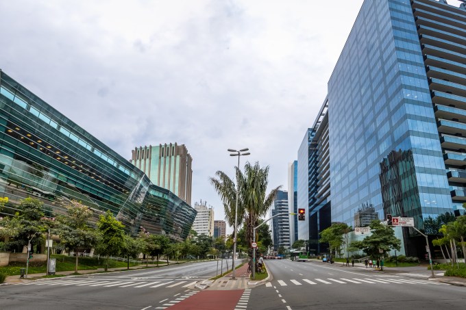 Panoramic view of Builidings at Faria Lima Avenue in Sao Paulo financial district – Sao Paulo, Brazil