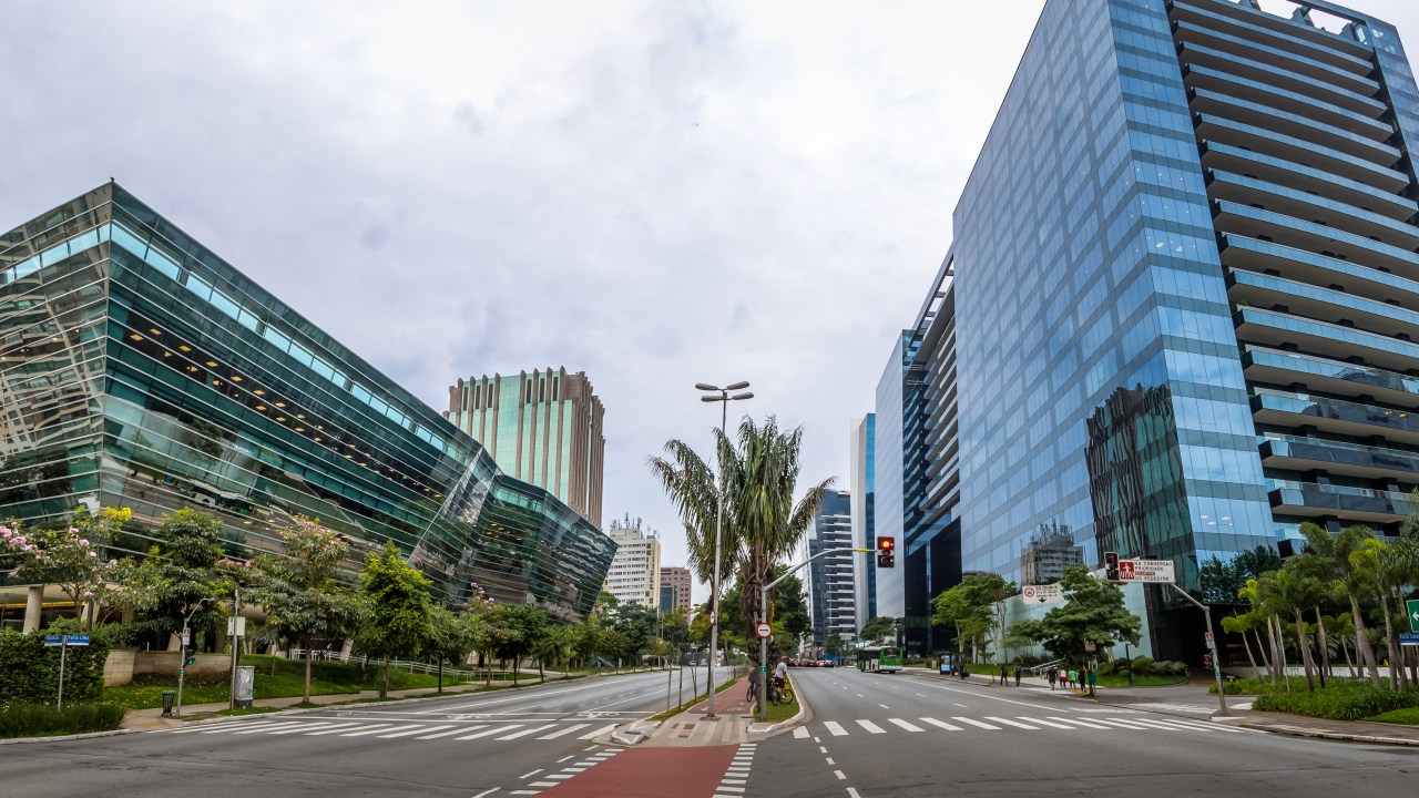 Panoramic view of Builidings at Faria Lima Avenue in Sao Paulo financial district - Sao Paulo, Brazil