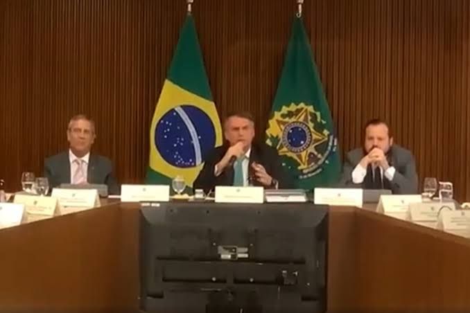 Ex-presidente Jair Bolsonaro em reunião ministerial do dia 5 de julho de 2022