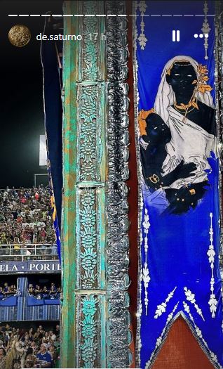 Artista mostra parte de alegoria da Portela no desfile de 2024 que replica sua obra sem autorização
