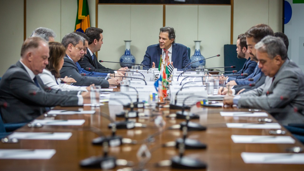 O ministro da Fazenda, Fernando Haddad, participa de reunião com governadores do Sul e Sudeste