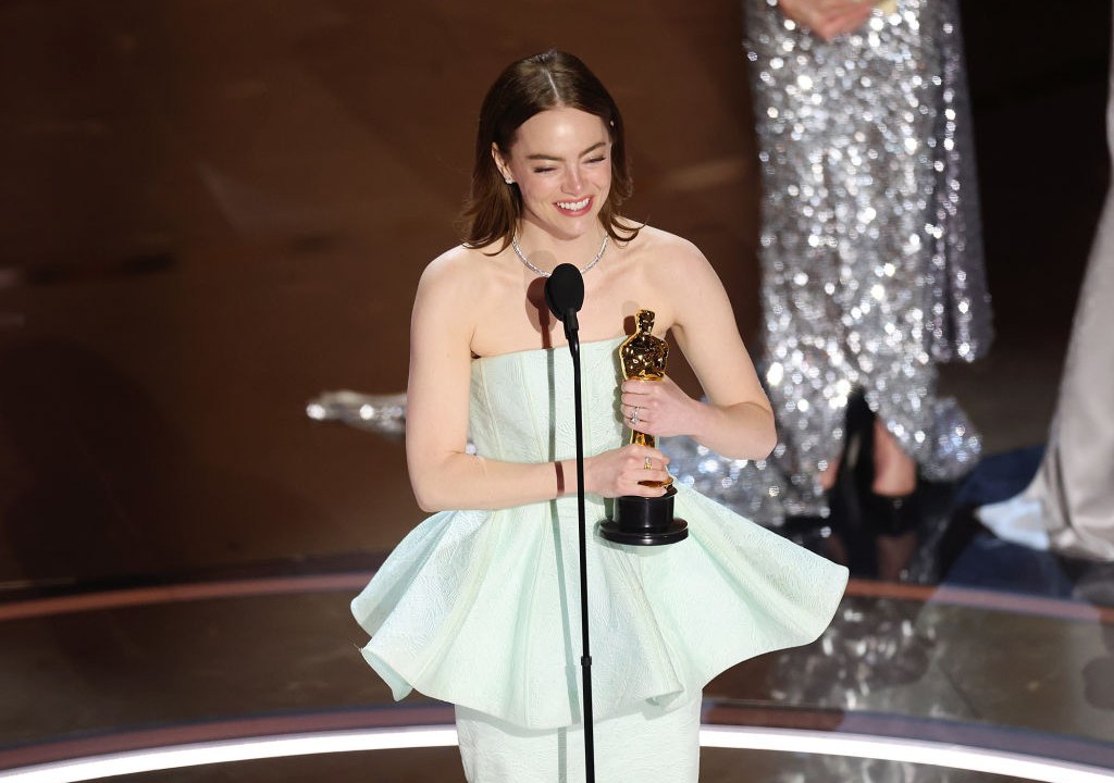 Emma Stone accepts the Lead Actress award for "Poor Things" onstage at the 96th Annual Oscars held at Dolby Theatre on March 10, 2024 in Los Angeles, California. (Photo by Rich Polk/Variety via Getty Images)