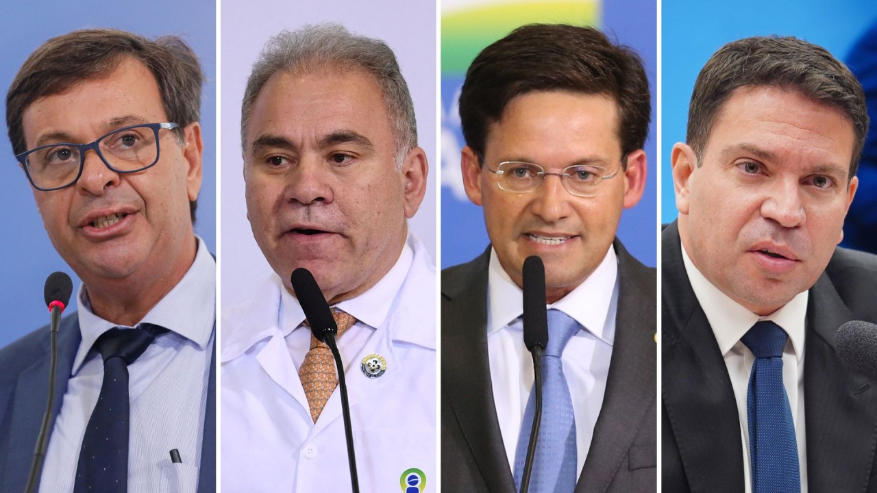 Os ex-ministros: Gilson Machado (Turismo), Marcelo Queiroga (Saúde), João Roma (Cidadania) e Alexandre Ramagem (ex-diretor da Abin)