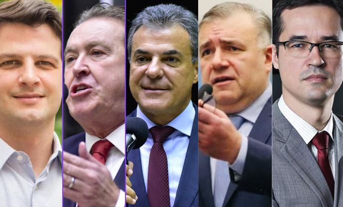 Os pré-candidatos a prefeito de Curitiba: Eduardo Pimentel (PSD), Luciano Ducci (PSB), Beto Richa (PSDB), Ney Leprevost (União) e Deltan Dallagnol (Novo)