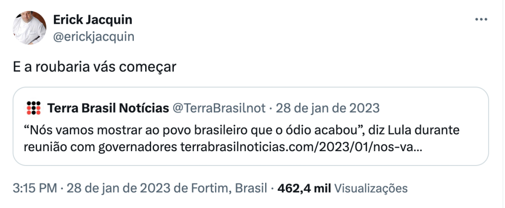 tuite-jacquin-2 Comentário de Erick Jacquin no Twitter