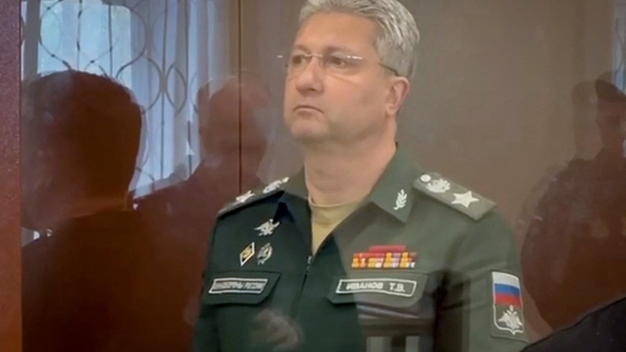This grab from a handout footage taken and released by Moscow City Court press service on April 24, 2024 shows Timur Ivanov, Russian deputy DefenCe Minister, standing in a glass cage at the Basmanny District Court in Moscow. Russian law enforcement have detained Deputy Defence Minister Timur Ivanov on suspicion of taking bribes, Russia's Investigative Committee said on April 24, 2024. The arrest of Timur Ivanov, a long-time ally of Defence Minister Sergei Shoigu, is the most dramatic corruption case in Russia in recent years, and comes as spending on the military has ballooned amid its offensive on Ukraine. (Photo by Handout / MOSCOW CITY COURT PRESS SERVICE / AFP) / RESTRICTED TO EDITORIAL USE - MANDATORY CREDIT "AFP PHOTO /MOSCOW CITY COURT PRESS SERVICE" - NO MARKETING NO ADVERTISING CAMPAIGNS - DISTRIBUTED AS A SERVICE TO CLIENTS