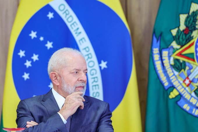 O presidente Luiz Inácio Lula da Silva durante cerimônia no Palácio do Planalto