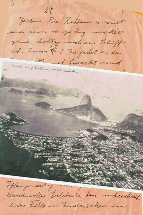 OLHAR FORASTEIRO - Cartão-postal da vista do bairro de Botafogo, no Rio de Janeiro, enviado por Einstein à mulher e à enteada em carta de 5 de maio de 1925: “Guardem o cartão-postal, porque é bonitinho”
