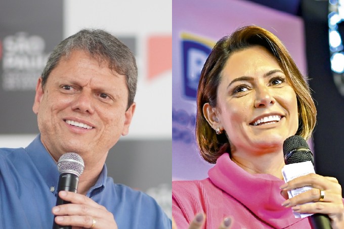 Tarcísio de Freitas e Michelle Bolsonaro