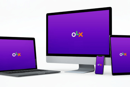 Dispositivos eletrônicos com o logo da OLX