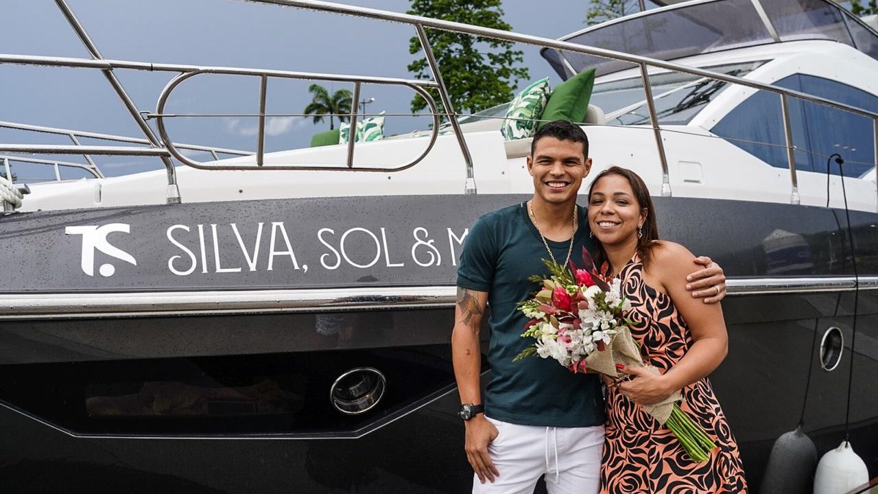 Thiago Silva e a mulher Isabelle Silva -