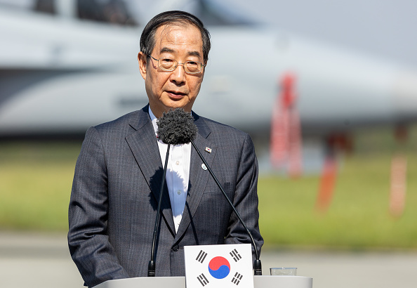 Han Duck-soon, primeiro-ministro da Coreia do Sul, durante visita à Polônia. 13/09/2023