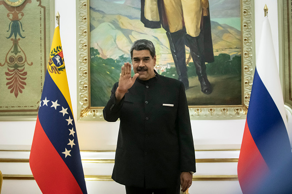 Presidente da Venezuela, Nicolás Maduro, durante um encontro com o Ministro das Relações Exteriores da Rússia, Sergei Lavrov, em Caracas. 20/02/2024