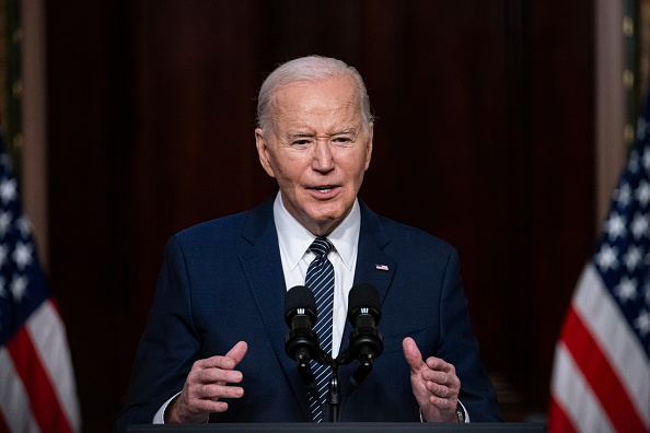 Presidente dos Estados Unidos, Joe Biden, durante discurso na Casa Branca, em Washington. 03/04/2024