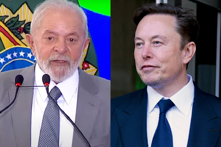 O presidente do Brasil, Luiz Inácio Lula da Silva (PT), e o dono do X (ex-Twitter), Elon Musk