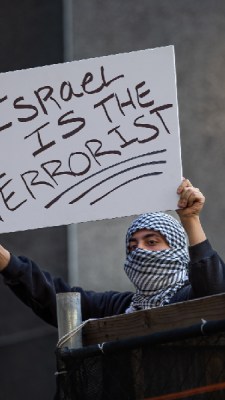 Protesto pró-Palestina no Hunter College, em Nova York