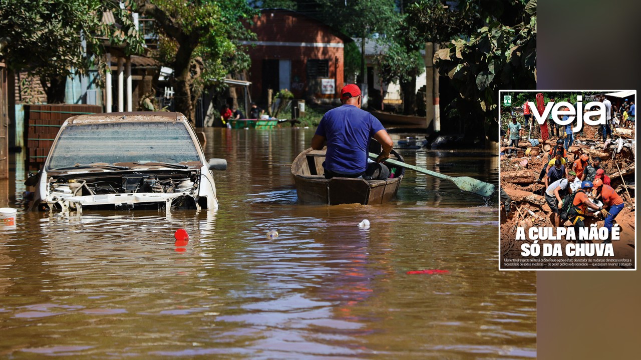 VERGONHOSA REPETIÇÃO - Calamidade no Rio Grande do Sul no fim do ano passado e a capa de VEJA sobre as enchentes no Litoral Norte de São Paulo em fevereiro de 2023: não se pode considerar as tragédias inevitáveis