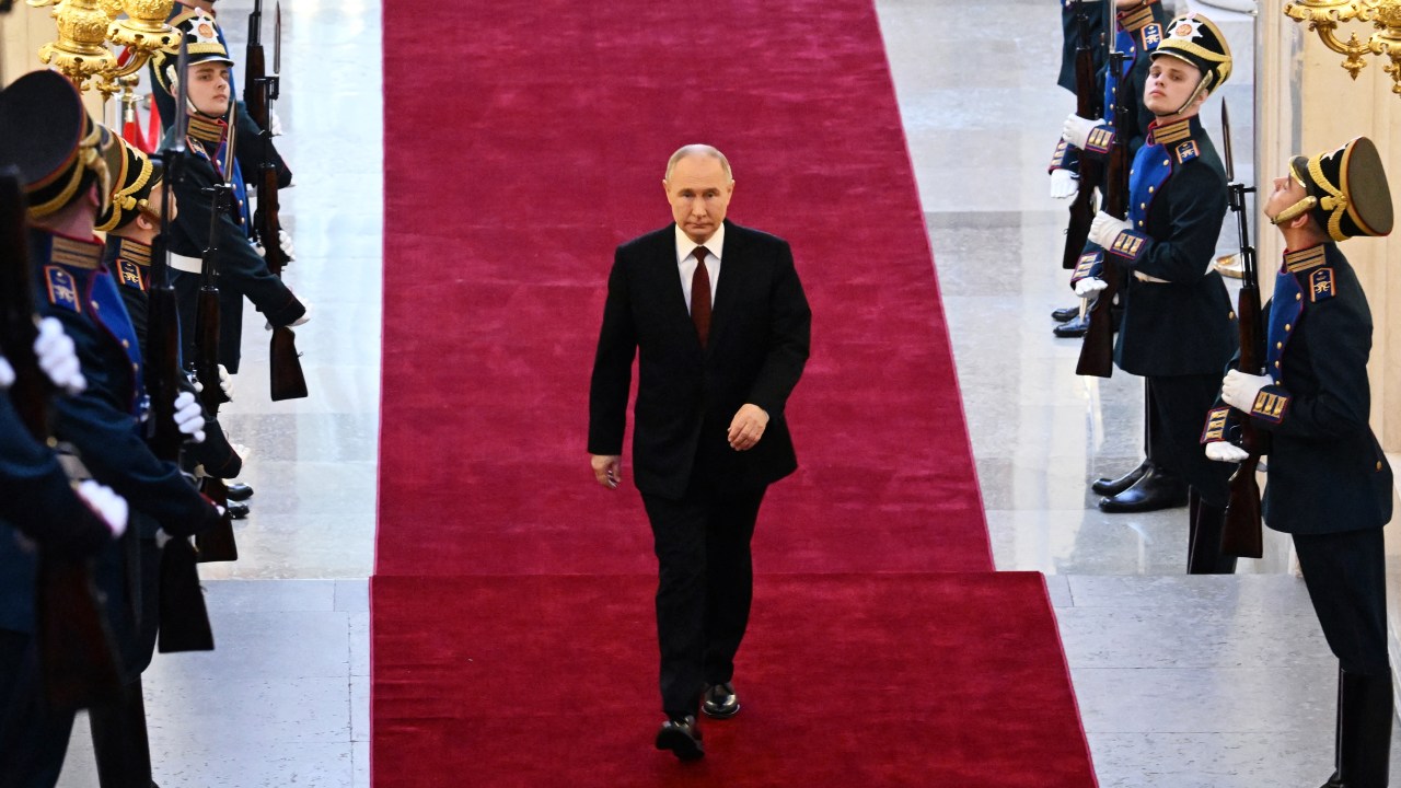 Presidente russo, Vladimir Putin, em sua cerimônia de posse do Kremlin, em Moscou. 07/05/2024