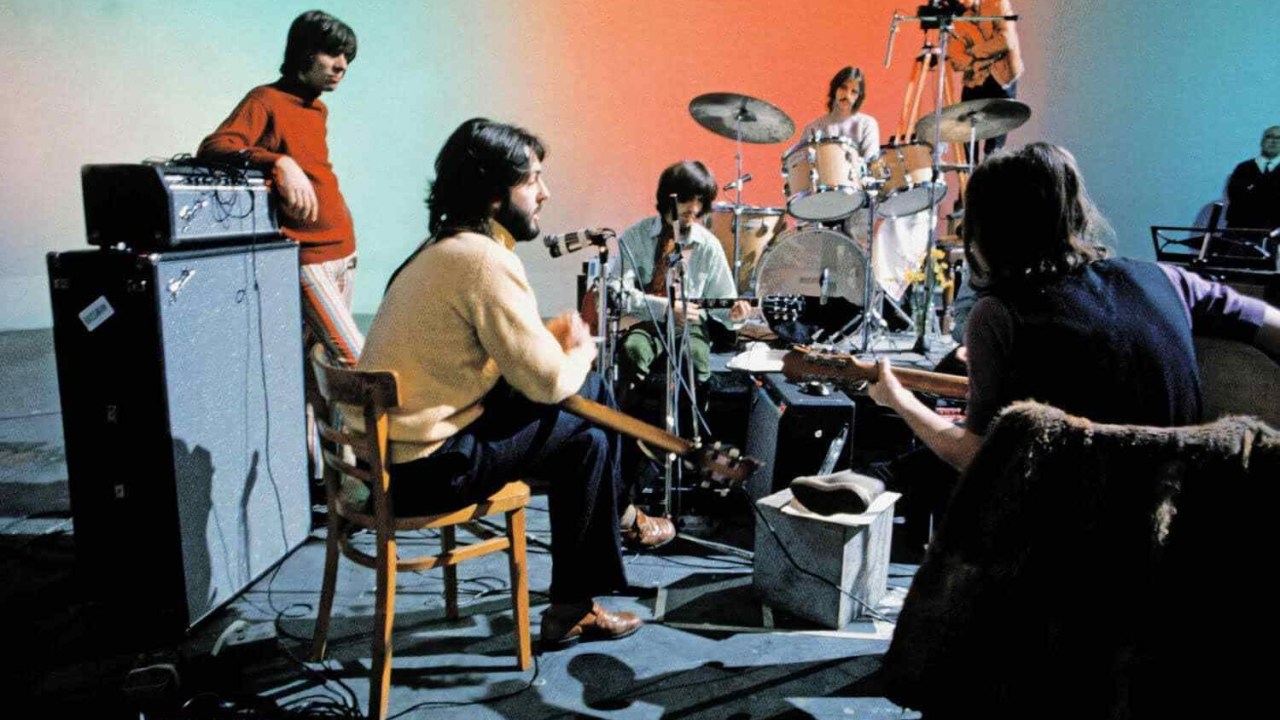 Paul McCartney, John Lennon, George Harrison e Ringo Starr durante as gravações de Let It Be (1970)