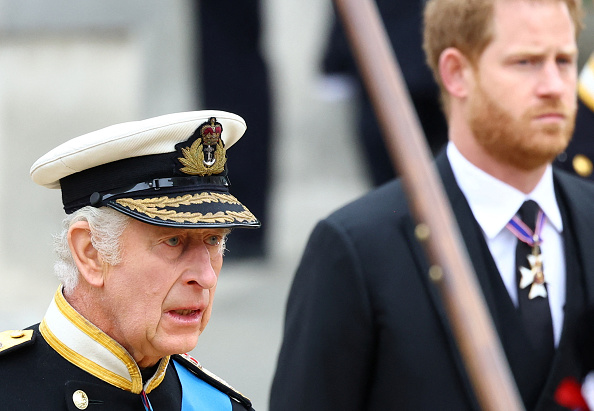 Rei Charles III e duque de Sussex Harry durante o funeral da rainha Elizabeth da Grã-Bretanha, em Londres. 19/09/2022