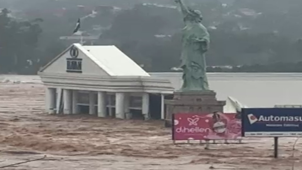 Loja da Havan é engolida pela enchente em Lajeado, a 113 quilômetros de Porto Alegre