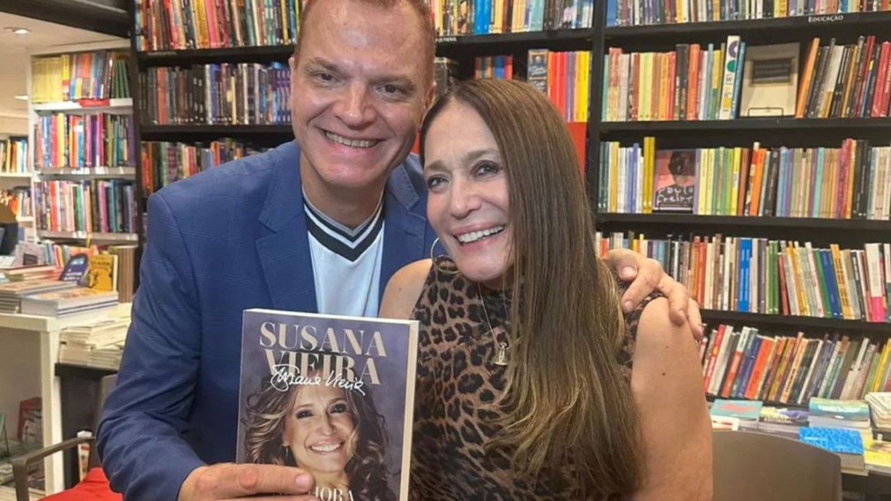 Mauro Alencar e Susana Vieira no lançamento da biografia da atriz, 'Senhora do Meu Destino'
