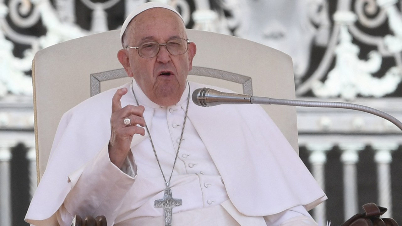 Papa Francisco durante audiência semanal na Praça de São Pedro, no Vaticano. 12/06/2024