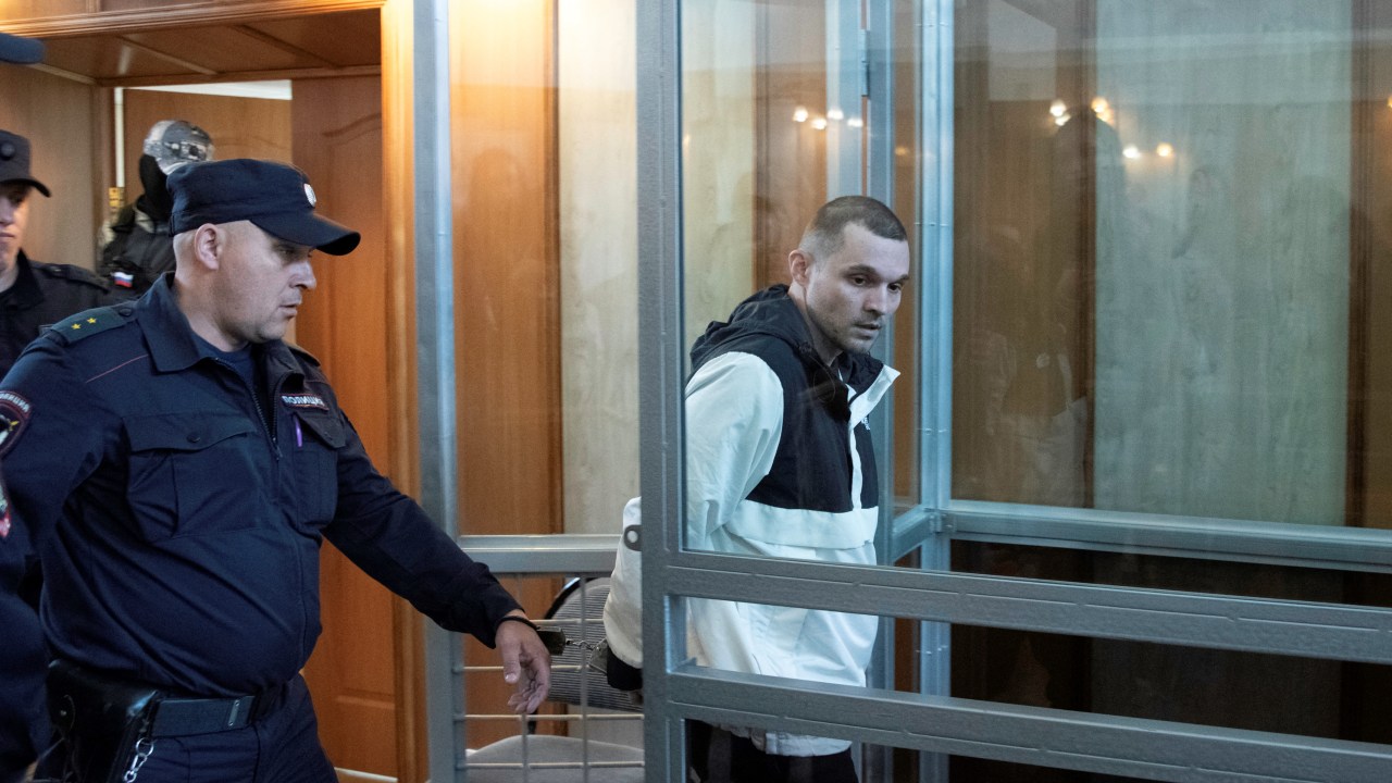 Gordon Black, de 34 anos, durante audiência em tribunal em Vladivostok, na Rússia. 06/06/2024