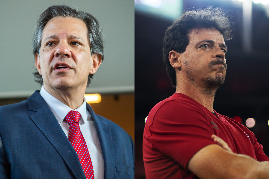 O ministro da Fazenda, Fernando Haddad, e o técnico do Fluminense, Fernando Diniz