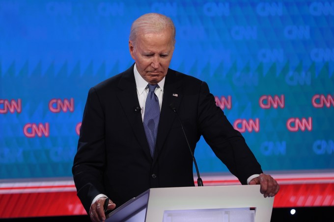 Joe Biden durante primeiro debate presidencial de 2024