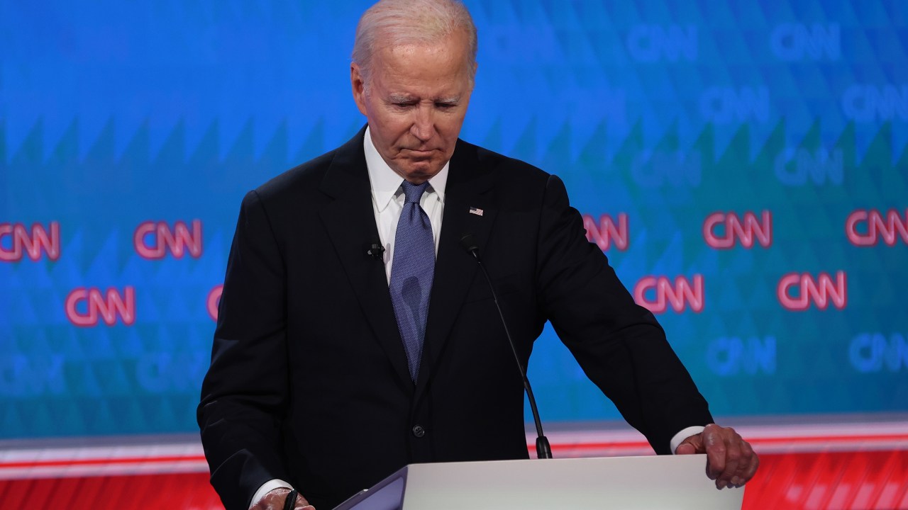 Joe Biden durante primeiro debate presidencial de 2024