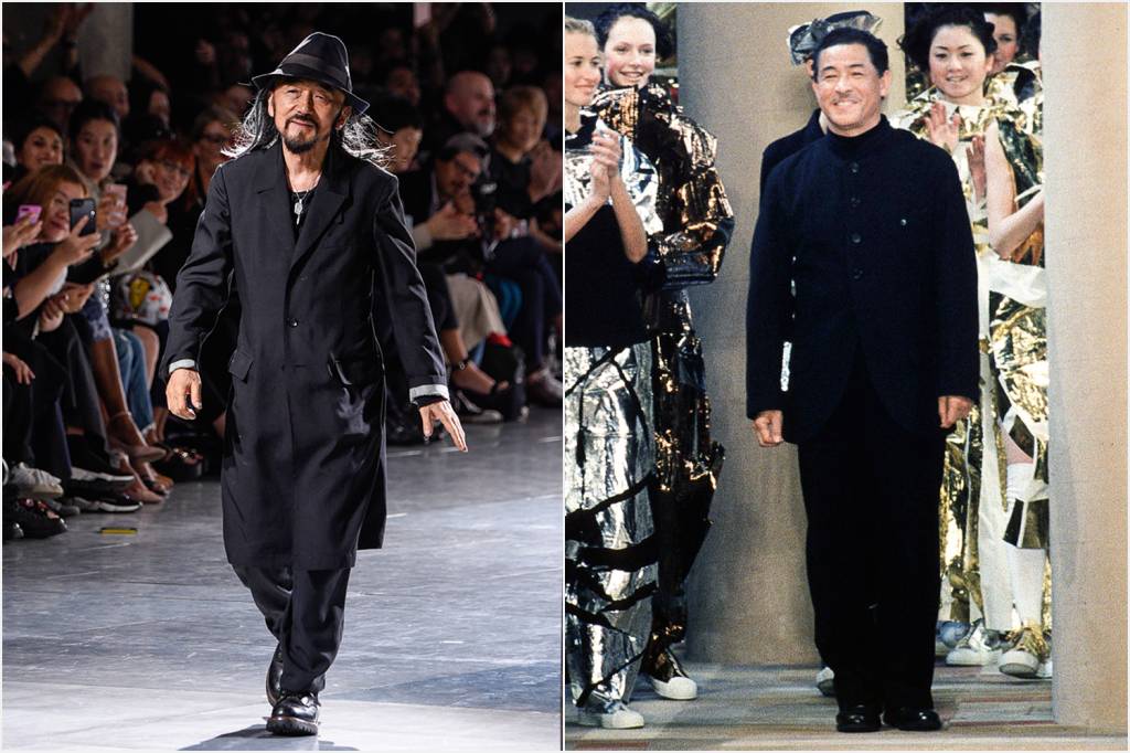 GettyImages-855689634.jpg REFERÊNCIAS - Yohji Yamamoto (à esq.) e Issey Miyake: precursores seminais