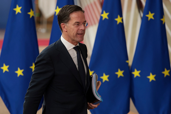 Primeiro-ministro holandês, Mark Rutte, chegando ao Conselho Europeu, em Bruxelas, Bélgica. 14/12/2023