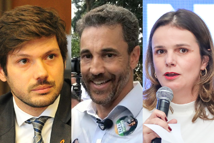 Tiago Amaral (PSD), deputado estadual pelo Paraná; Barbosa Neto (PDT), ex-prefeito de Londrina; e Maria Tereza Paschoal (PP), secretária de Educação de Londrina
