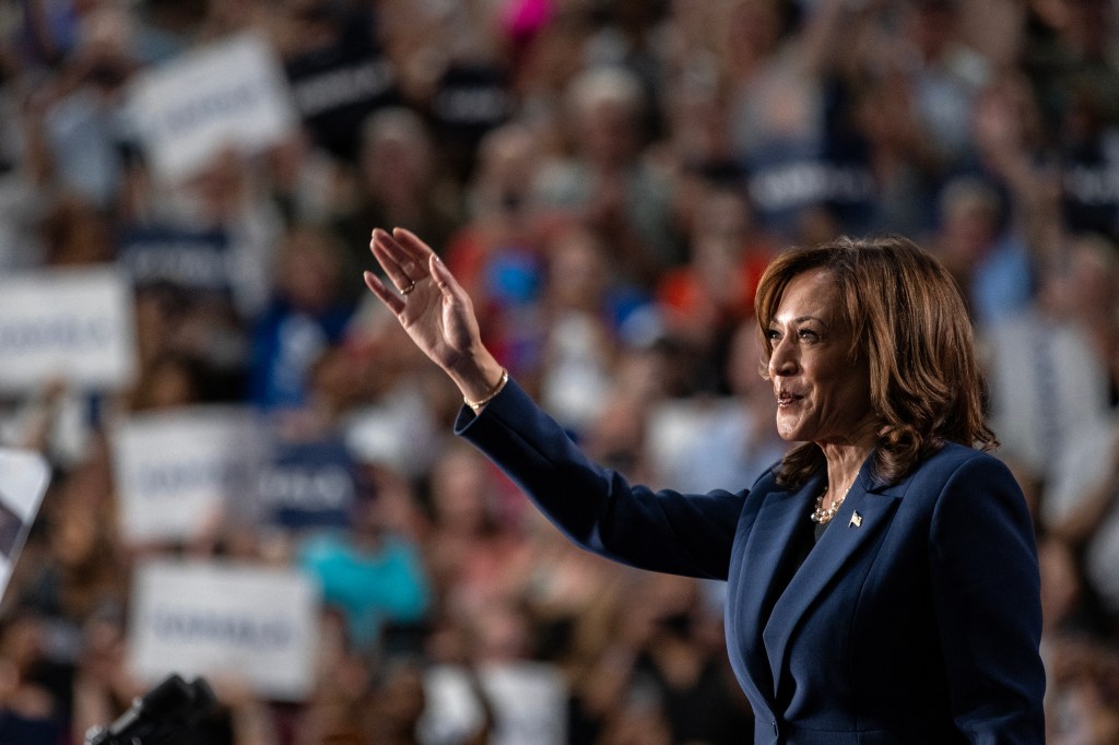 WEST ALLIS, WISCONSIN - JULY 23: Democratic presidential candidate, U.S. Vice President Kamala Harris speaks to supporters during a campaign rally at West Allis Central High School on July 23, 2024 in West Allis, Wisconsin. Harris made her first campaign appearance as the party's presidential candidate, with an endorsement from President Biden. Jim Vondruska/Getty Images/AFP (Photo by Jim Vondruska / GETTY IMAGES NORTH AMERICA / Getty Images via AFP)