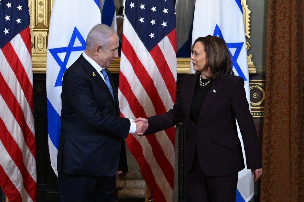 Primeiro-ministro israelense, Benjamin Netanyahu, se encontra com a vice-presidente dos Estados Unidos, Kamala Harris
