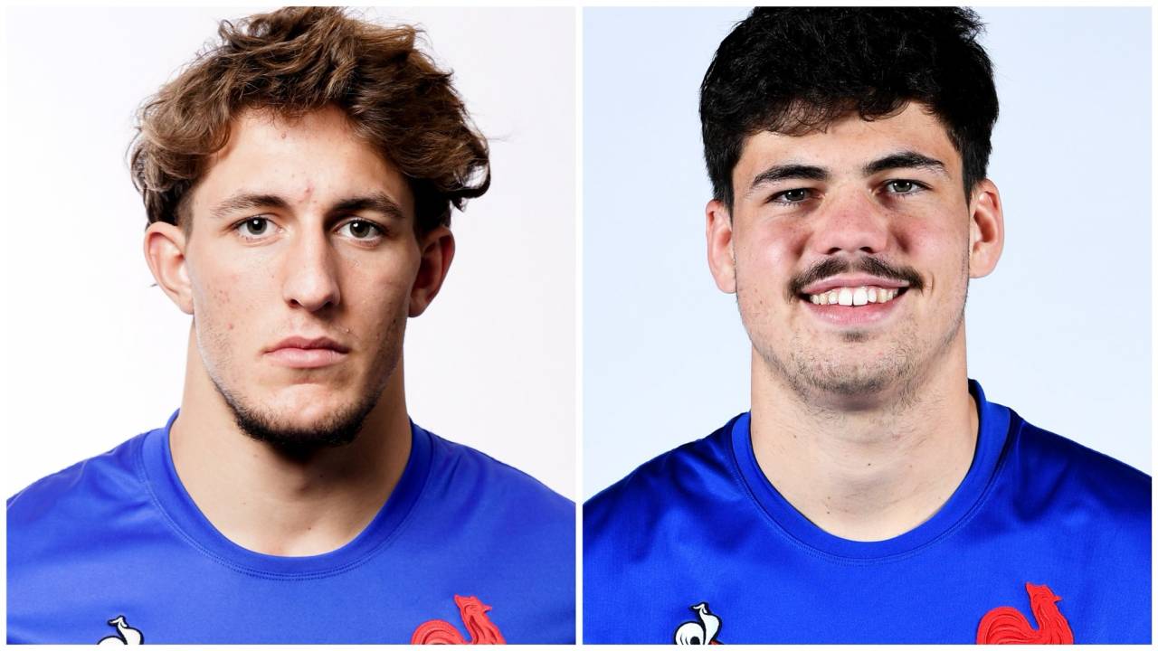 Os jogadores de rugby Oscar Jegou (à esquerda) e Hugo Auradou (à direita) foram formalmente acusados de estupro.