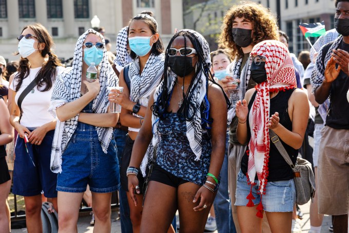 Manifestantes pró-Palestina na Universidade de Columbia, nos EUA