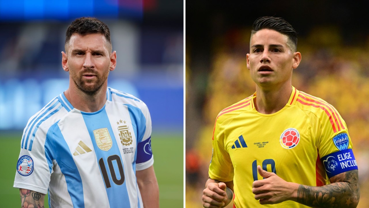 Lionel Messi, da Argentina, e James Rodriguez, da Colômbia