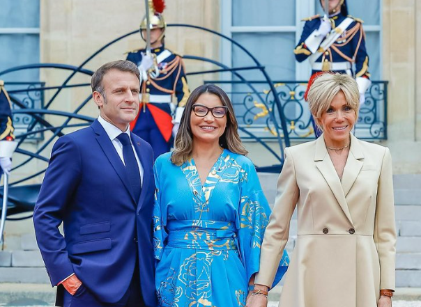 Emmanuel Macron, Janja e Brigitte Macron –