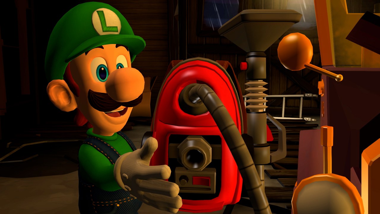 Luigi e o Sugospectro 5000, engenhoca que usa para capturar fantasmas -