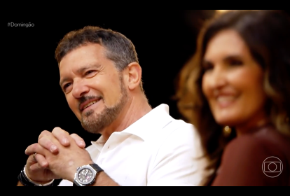 Antonio Banderas e Fátima Bernardes no 'Domingão com Huck' exibido neste domingo, 7