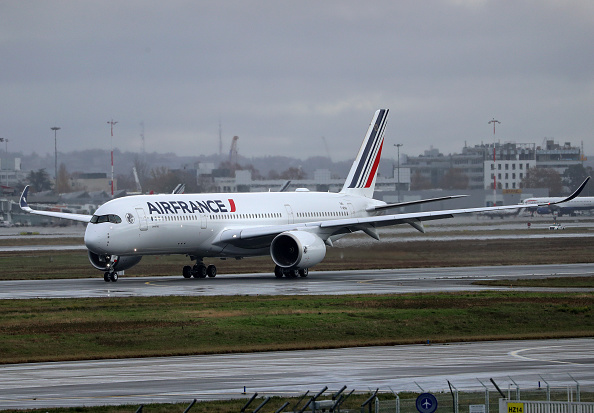 Aeronave A350-941 da Air France no aeroporto de Toulouse-Blagnac. 08/12/2023