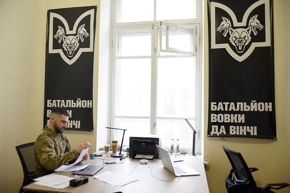 Escritório de recrutamento militar em Kiev, Ucrânia. 10/02/2024