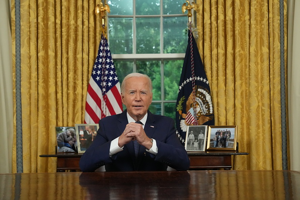 Presidente dos Estados Unidos, Joe Biden, em discurso televisionado à nação na Casa Branca. 14/07/2024